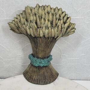 VTG Lillian Vernon Sheaf Wheat Door Stop Porter Cast Brass Country Harvest 1992